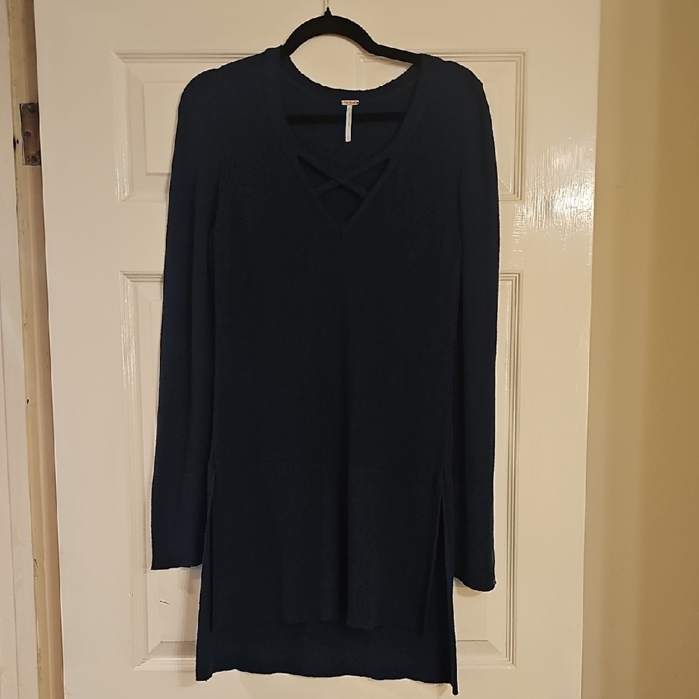 Free People Navy Long Sleeve Dress
